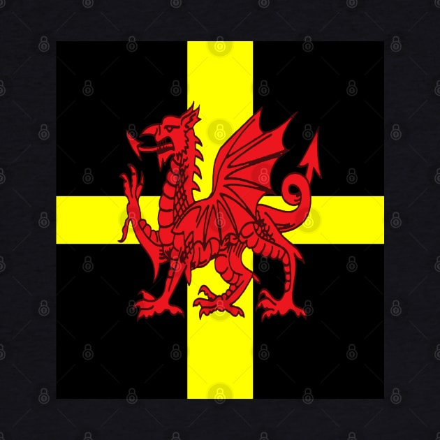 St Davids Cross And Welsh Dragon Rugby Design by taiche